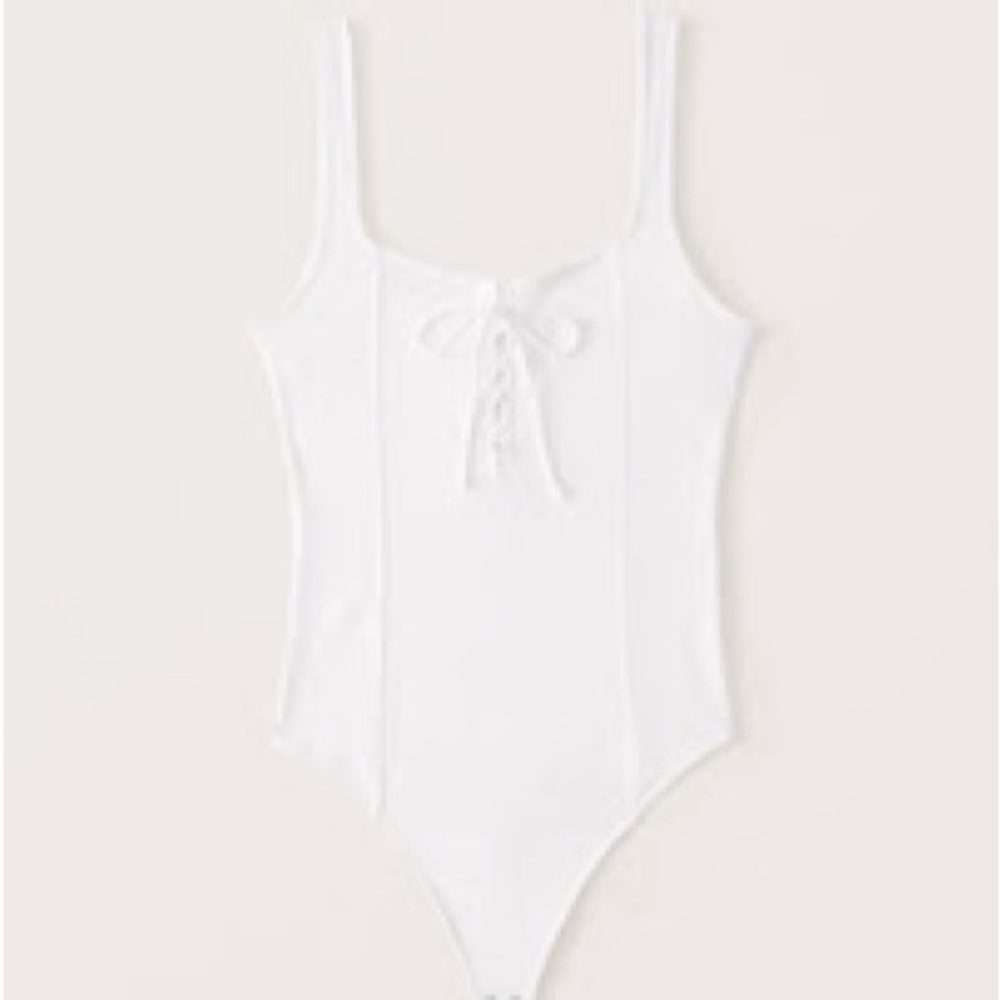 Abercrombie White Lace Up Corset Seamless Fabric Bodysuit size small